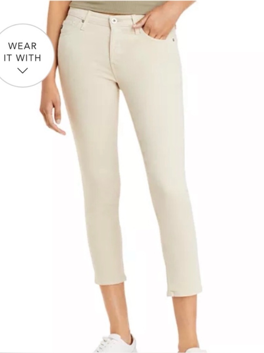 AG Adriano Goldschmied Cream Prima Crop Cigarette Jean Size 28